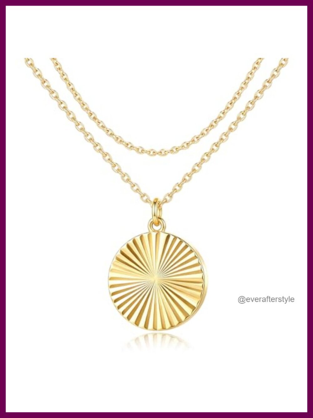 14K Gold Layer Pendant Necklace Circle Coin Charm Layered Women